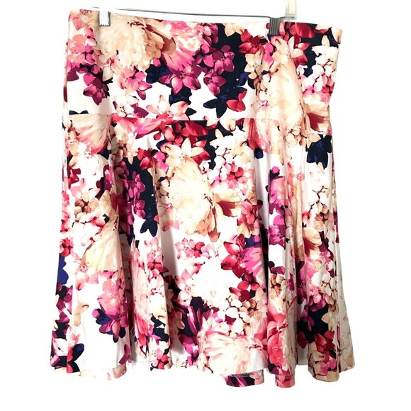 Floral A-Line Midi Skirt With Back Zipper Closure Size 16 - Picture 1 of 7